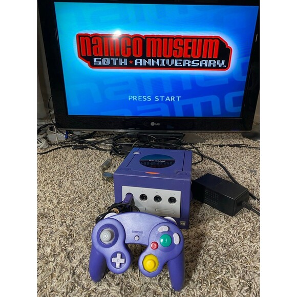 Nintendo GameCube Console Indigo Purple DOL-001 W Controller +Wires - Picture 4 of 5